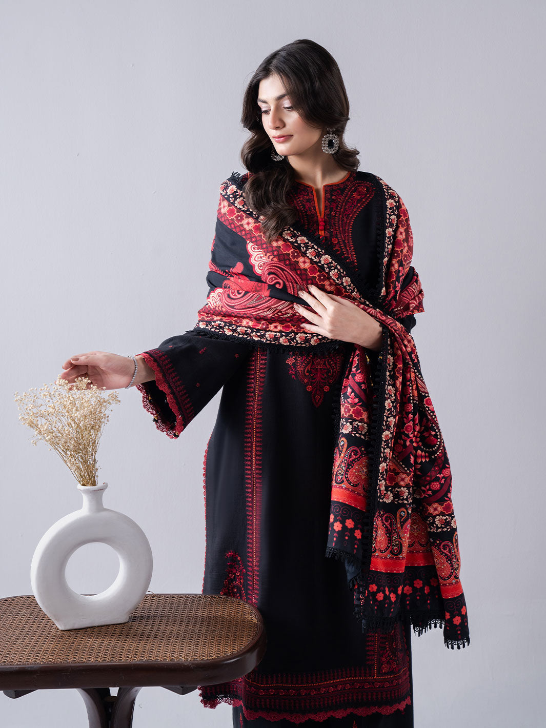 Faiza Faisal | Winter Edit 2024 | ZAREEN XL Black Slub Khaddar