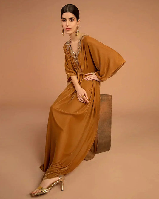 Faiza Saqlain | Aleira Evening Edit 24 | Altin - Pakistani Designer Dress - by Faiza Saqlain | Type: Formal - 100% Original at Saira Sultan