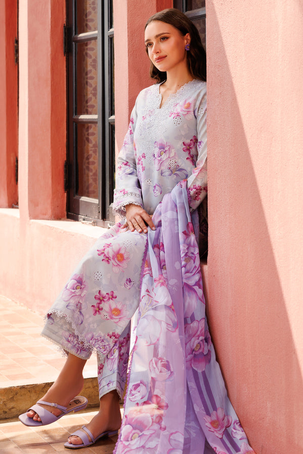 Farasha | Printed Essentials | Rosy Mist XL Soft Lilac Lawn