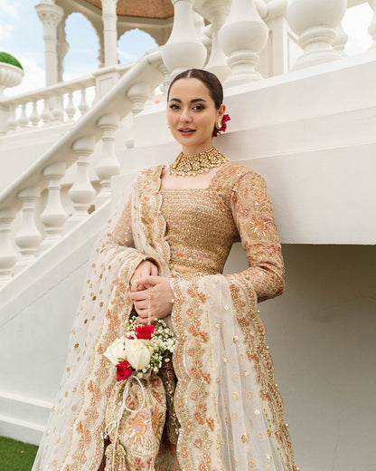 Faiza Saqlain | Neorah 24' RTW | Jemina (Pishwas) L Ivory Gold