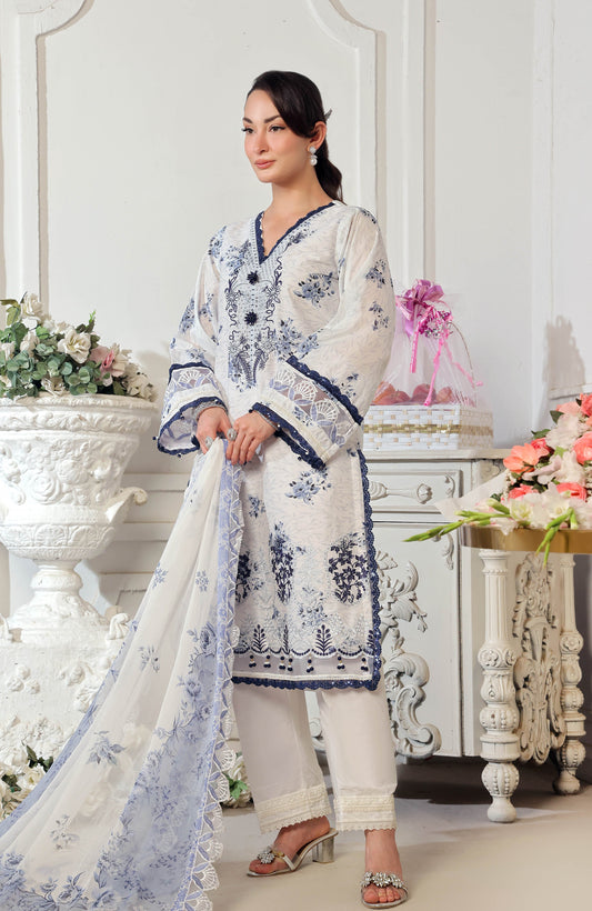 Al Zohaib | Applique Kari Cutwork Edit 25 | ACE-25-04 XS Pearl White Chikankari