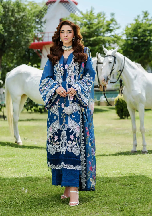 Elaf Premium | Luxury Lawn 25 | ELH-2A ZIVA XS Royal Blue Lawn