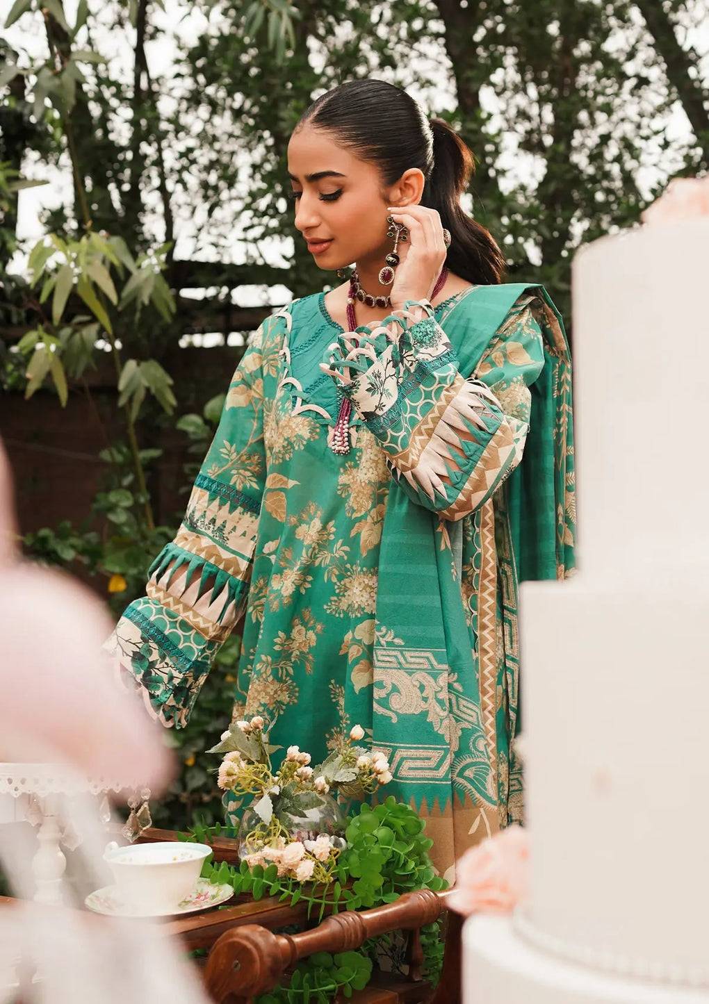 Elaf Premium | Printed Collection 24 | EEP-04B - Chic Teal - Pakistani Designer Dress - by Elaf Premium | Type: Casuals - 100% Original at Saira Sultan