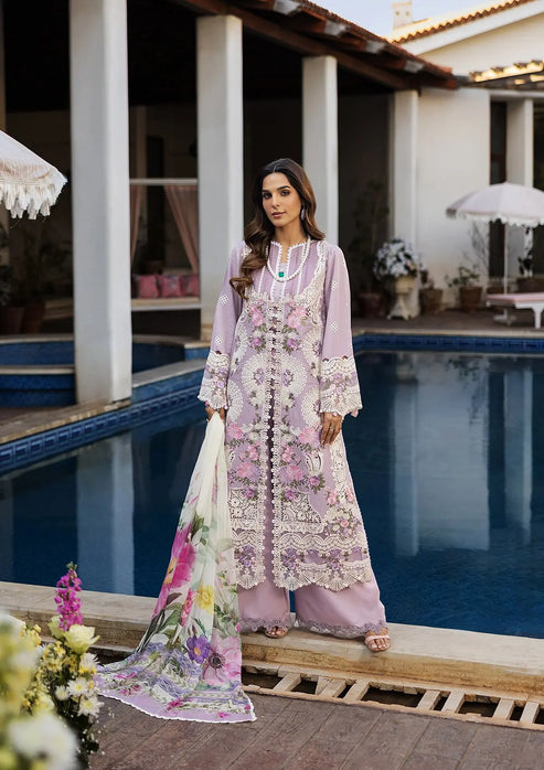 Kahf Premium | Luxury Lawn 25 | KLR-11 Bloom XS Lilac Lawn