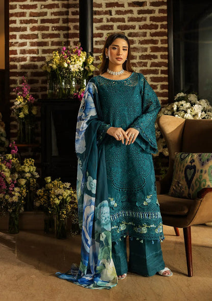 Kahf Premium | Luxury Lawn 25 | KLR-06 Whimsy XS Teal Green Lawn