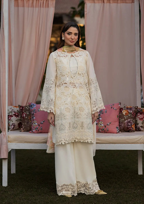 Kahf Premium | Luxury Lawn 25 | KLR-07 Miriam XS Off White Lawn
