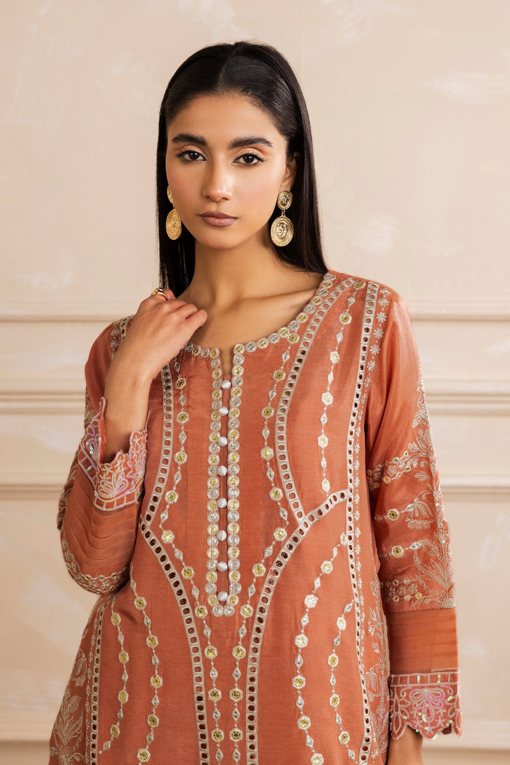 Maryum N Maria | Nora Collection | EVA - MW40156 L Peach Korean Silk