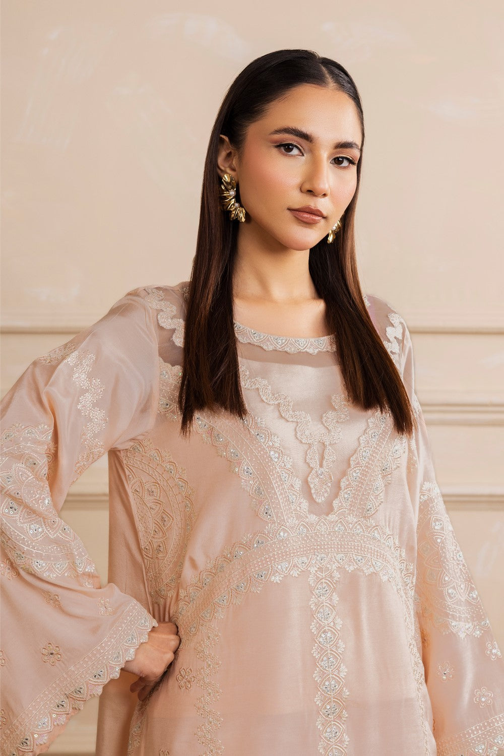 Maryum N Maria | Nora Collection | MILA - MW40157 L Pale Peach Viscose Cotton