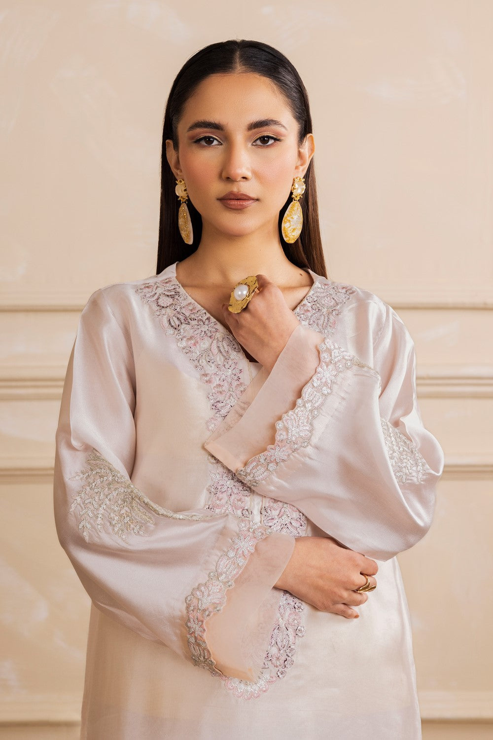 Maryum N Maria | Nora Collection | STELLA - MW40158 L Pastel Pink Organza Silk