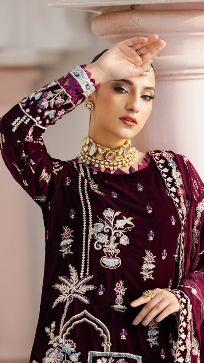Zebtan | Andaz e Makhmal | ZAM-09 M Maroon Velvet