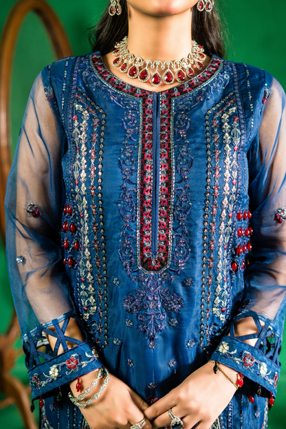 Zebtan | Farmaish Formals | FC-09 XL Cobalt Blue Chiffon