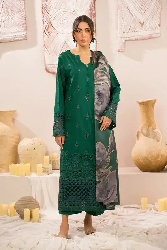 Iznik | Lawnkari 24 | UE-159 PLUSH GREEN - Pakistani Designer Dress - by Iznik | Type: Formal - 100% Original at Saira Sultan