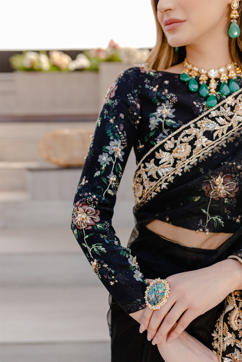 Ayesha and Usman | Celestial Night | Chloe XL Black Organza