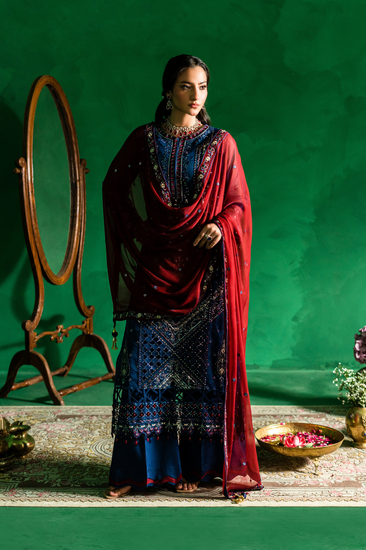 Zebtan | Farmaish Formals | FC-09 L Cobalt Blue Chiffon