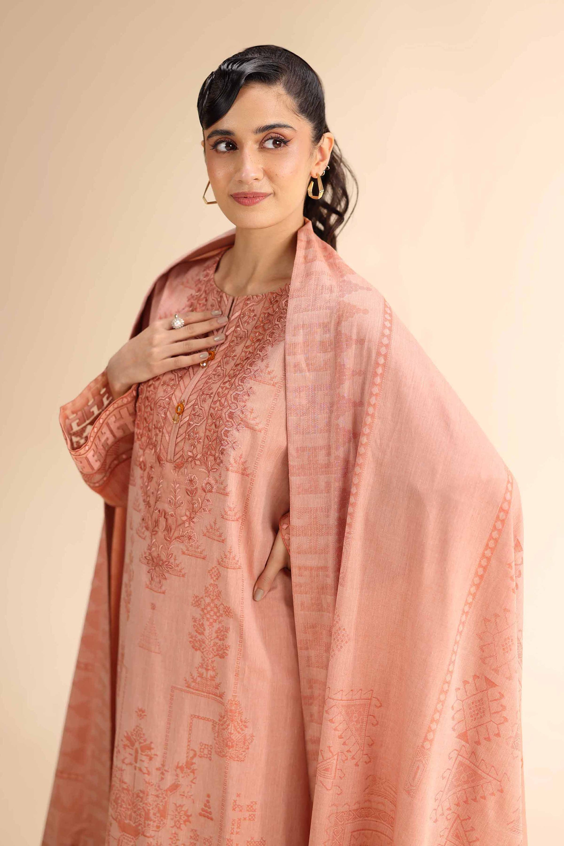 Nishat | Cross Season Edit | 42501049 L Peach Pink Jacquard