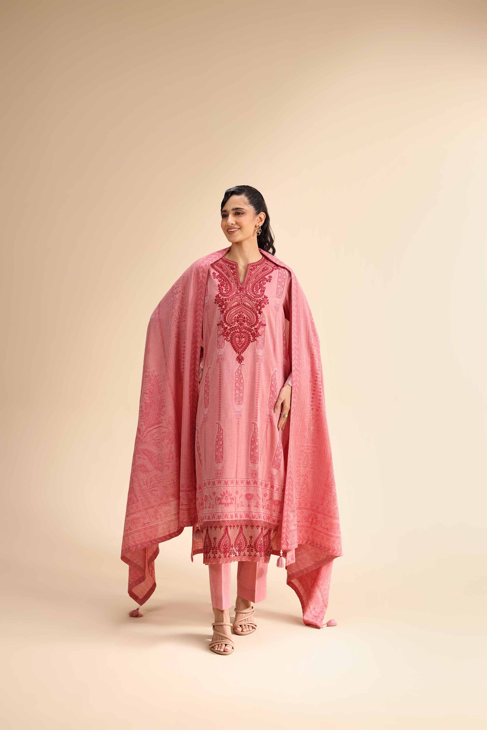 Nishat | Cross Season Edit | 42501050 XL Pink Jacquard