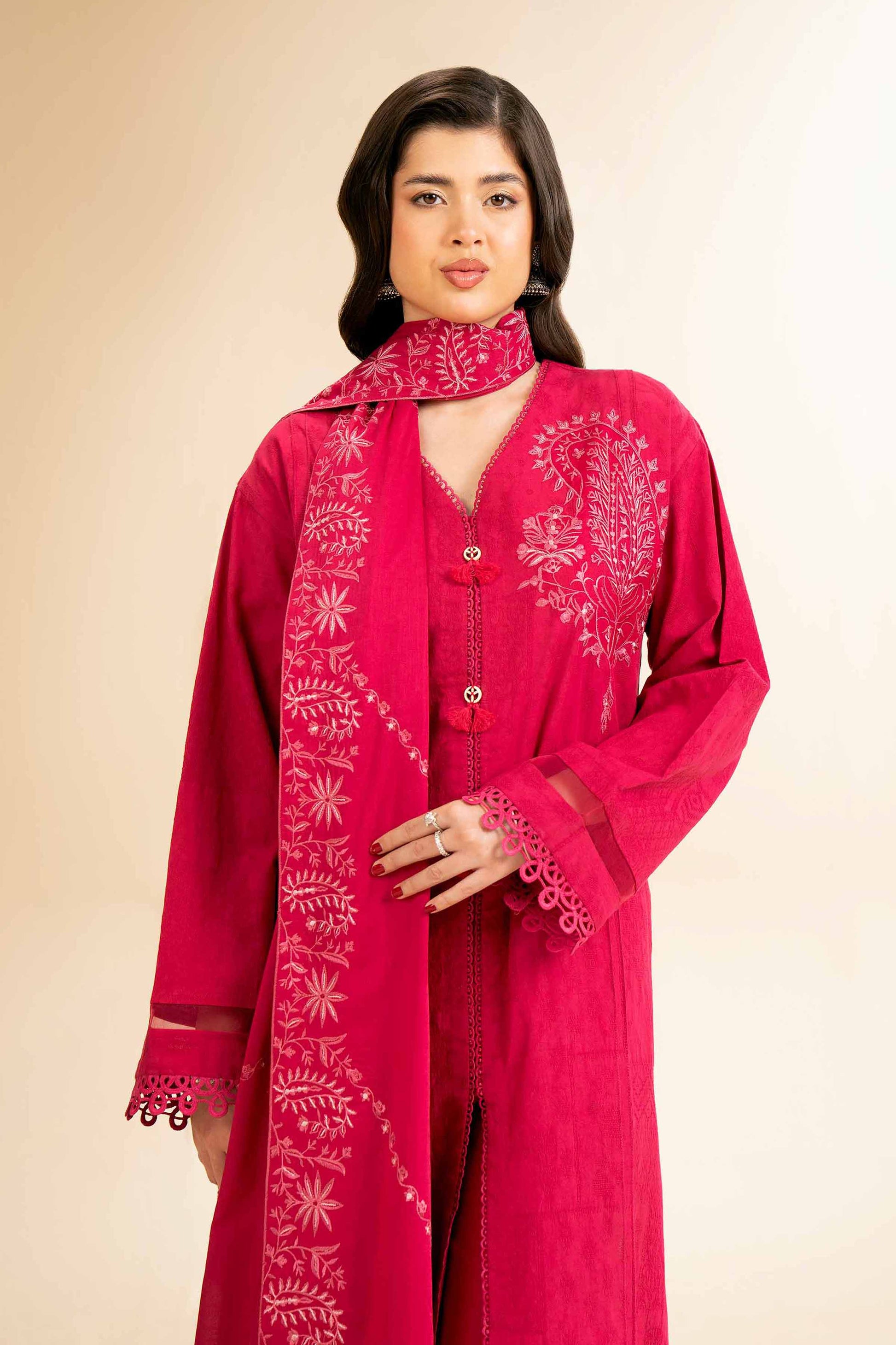 Nishat | Cross Season Edit | 42501104 L Hot Pink Cotton