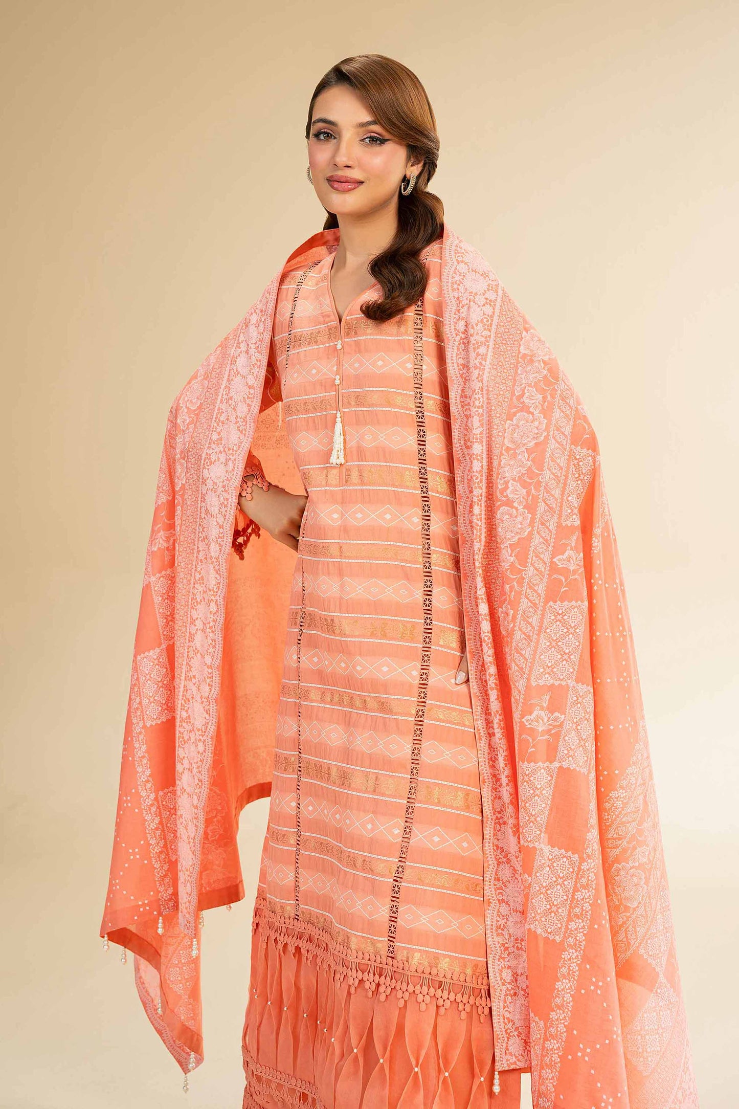 Nishat | Cross Season Edit | 42501107 M Peach Jacquard
