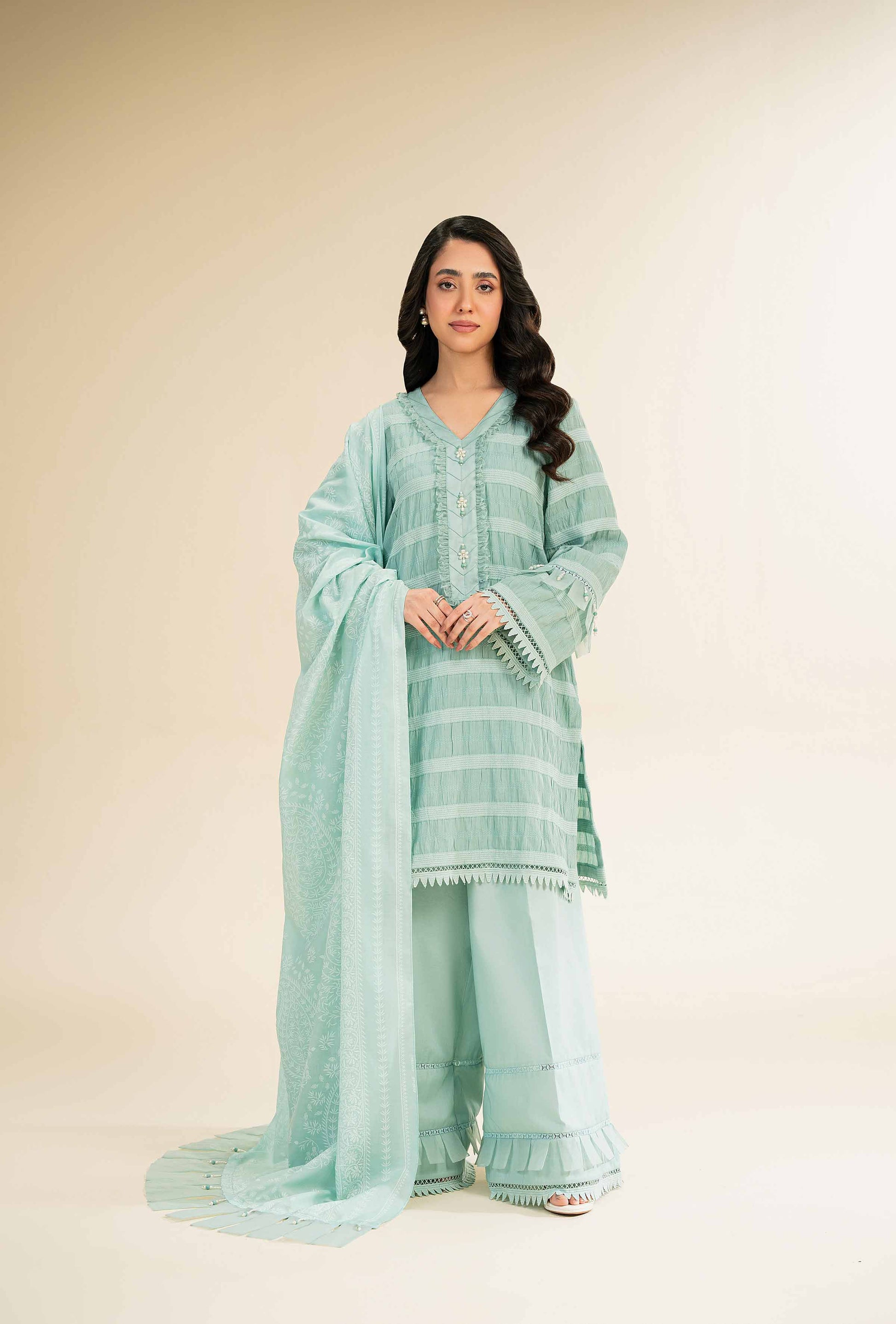 Nishat | Cross Season Edit | 42501108 XL Ice Blue Jacquard