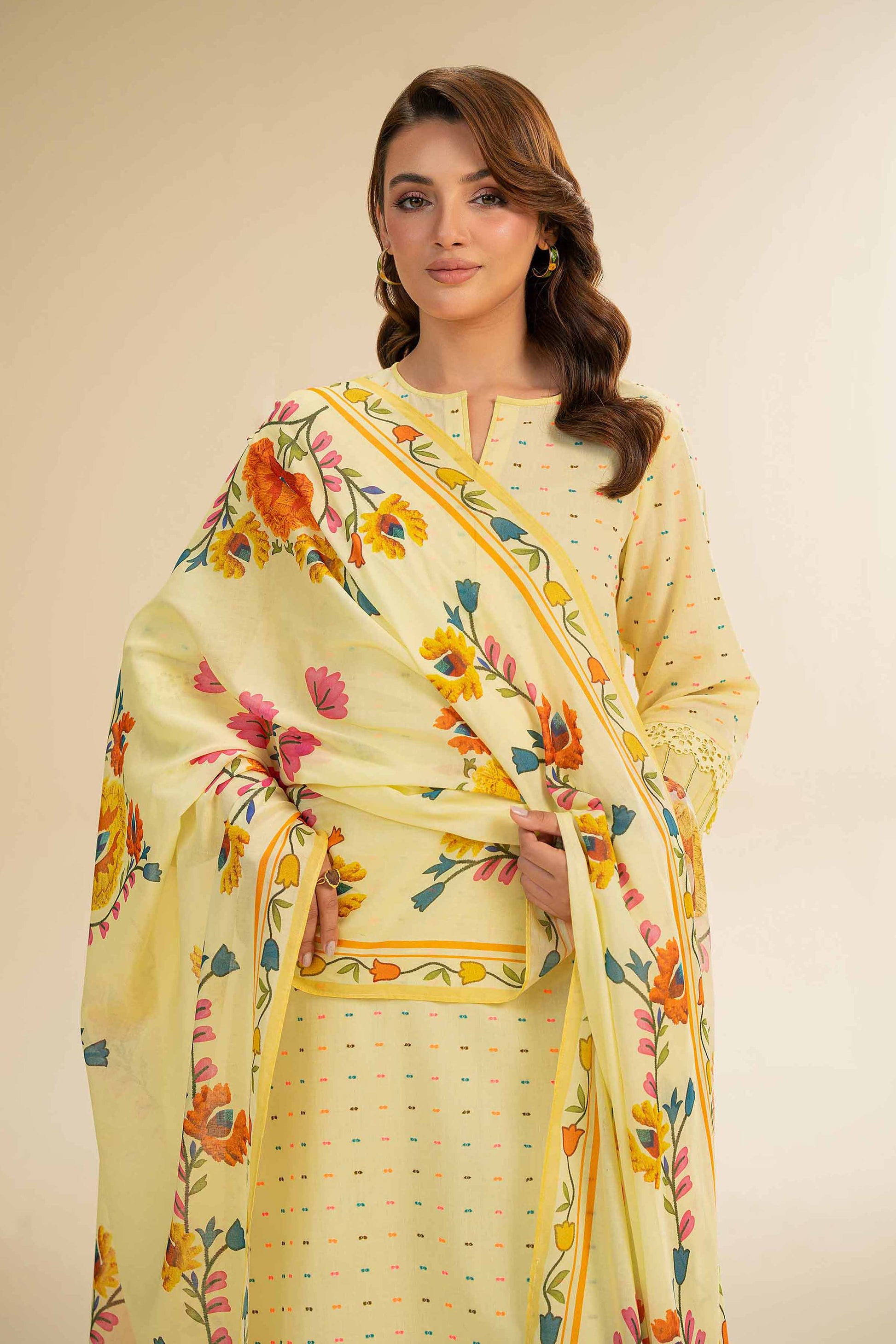 Nishat | Cross Season Edit | 42501111 M Lime Yellow Jacquard