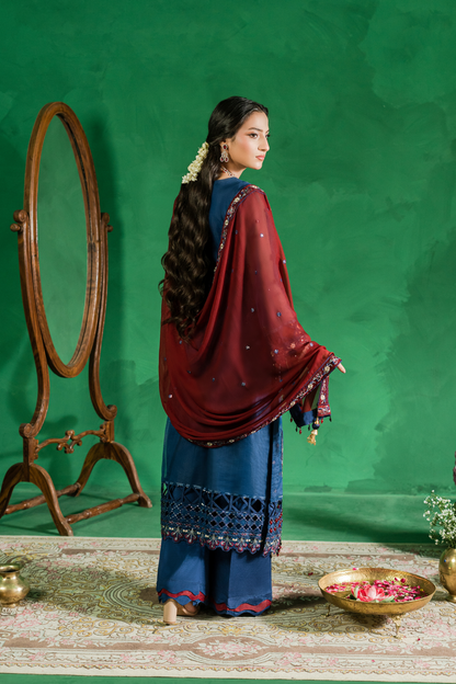 Zebtan | Farmaish Formals | FC-09 S Cobalt Blue Chiffon