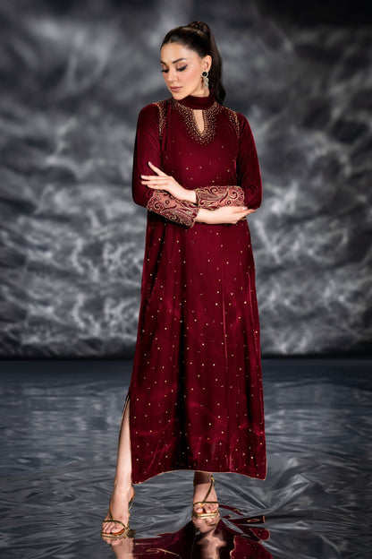 Naqshi | Makhmal 24 | WENDY M Maroon Velvet