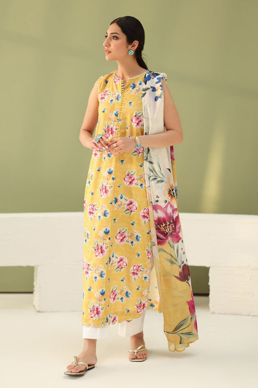 Baroque | Eid Printique | EMBROIDERED PRINTED LAWN UF-4182 XS Lime Yellow Lawn