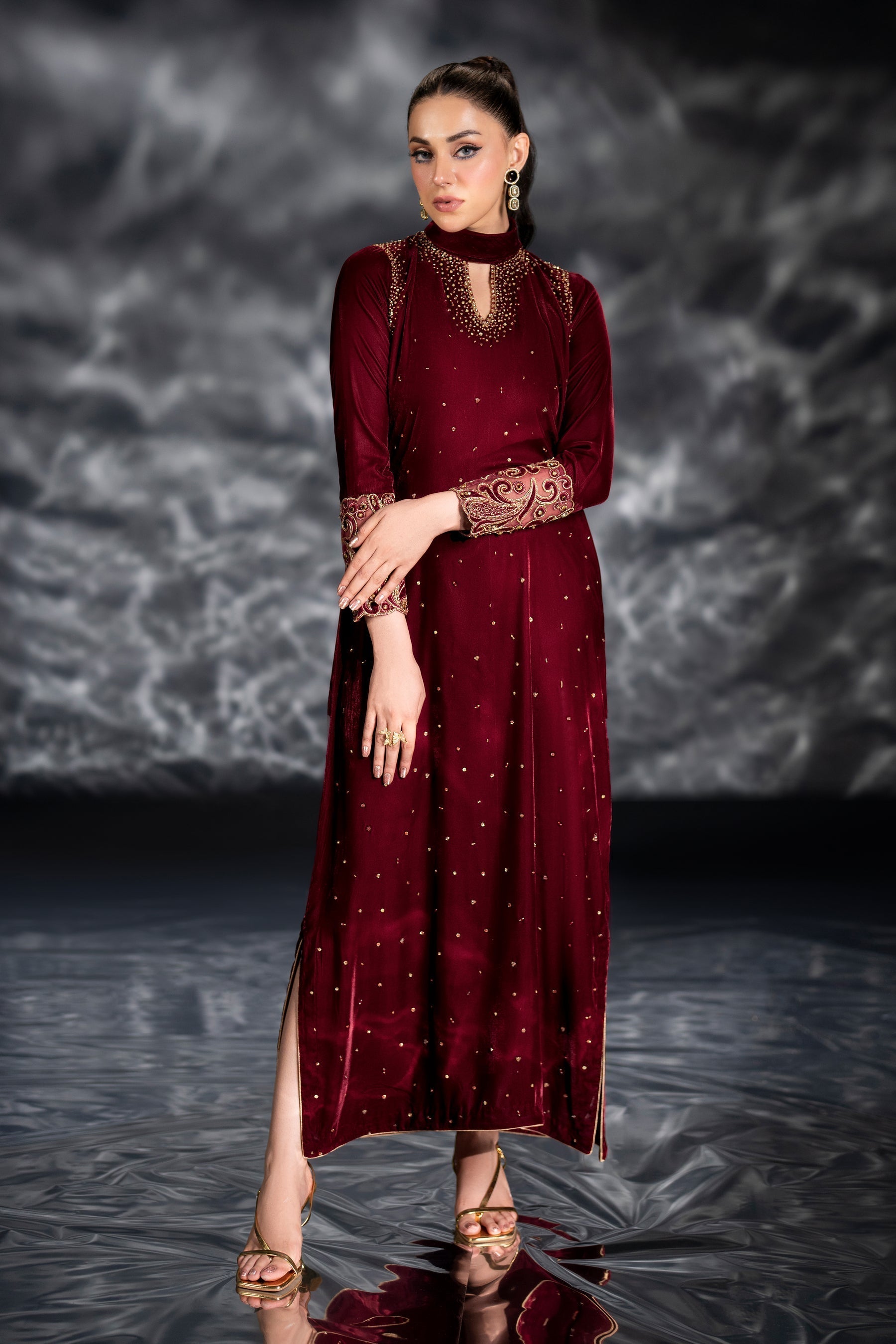 Naqshi | Makhmal 24 | WENDY S Maroon Velvet