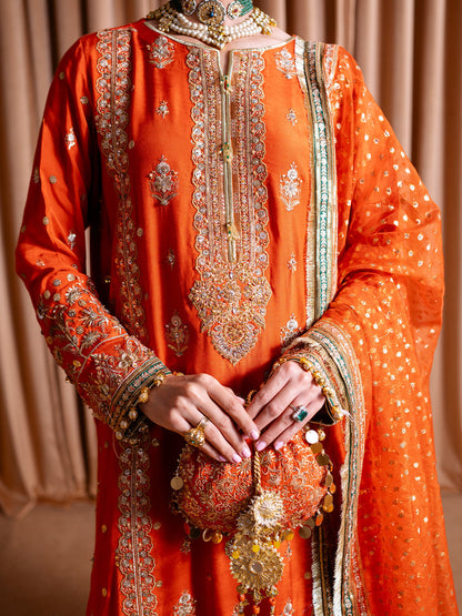 Faiza Faisal | Rema Wedding Formals 24 | Mehroze L Burnt Orange Raw Silk