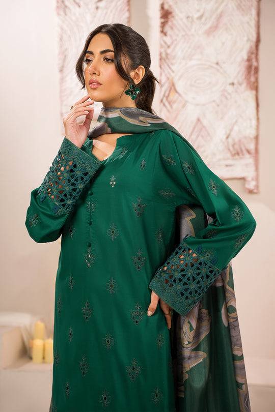 Iznik | Lawnkari 24 | UE-159 PLUSH GREEN - Pakistani Designer Dress - by Iznik | Type: Formal - 100% Original at Saira Sultan