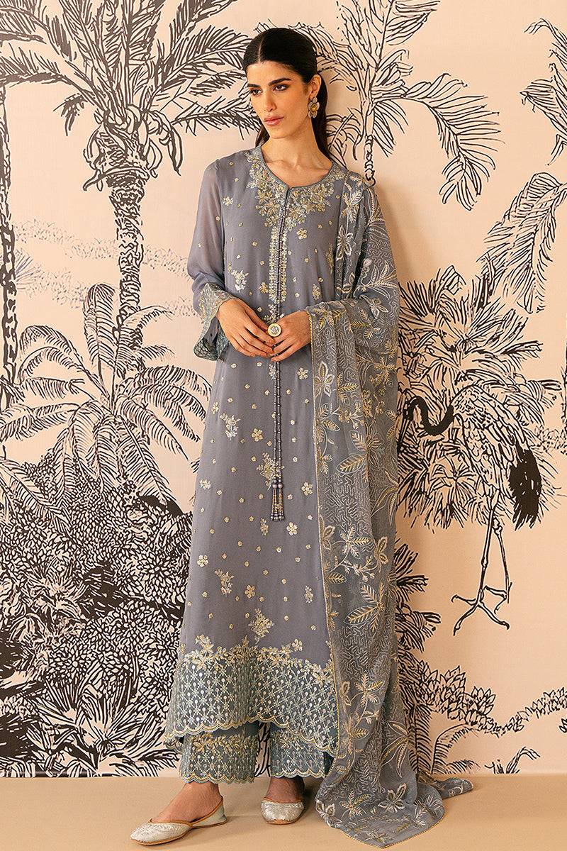 Cross Stitch | Luxe Atelier 24 | SMOKE BLUE - Pakistani Designer Dress - by Cross Stitch | Type: Luxury - 100% Original at Saira Sultan