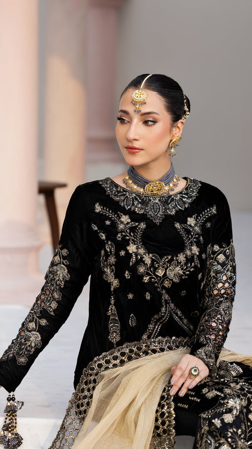 Zebtan | Andaz e Makhmal | ZAM-10 L Black Velvet