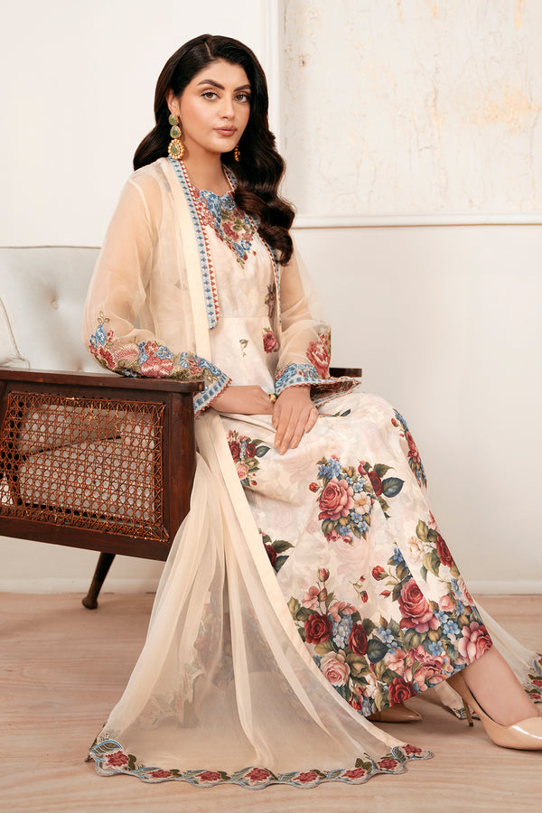 Baroque | Luxury Pret 25 | EMBROIDERED CHIFFON PR-1053 - Pakistani Designer Dress - by Baroque - Type : Ladies Clothes - 100% Original at Saira Sultan