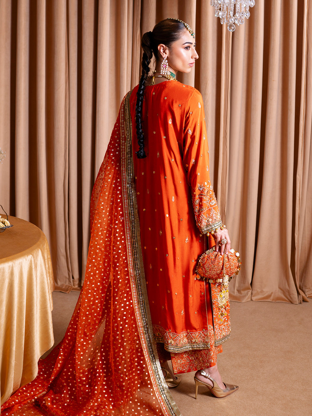 Faiza Faisal | Rema Wedding Formals 24 | Mehroze M Burnt Orange Raw Silk