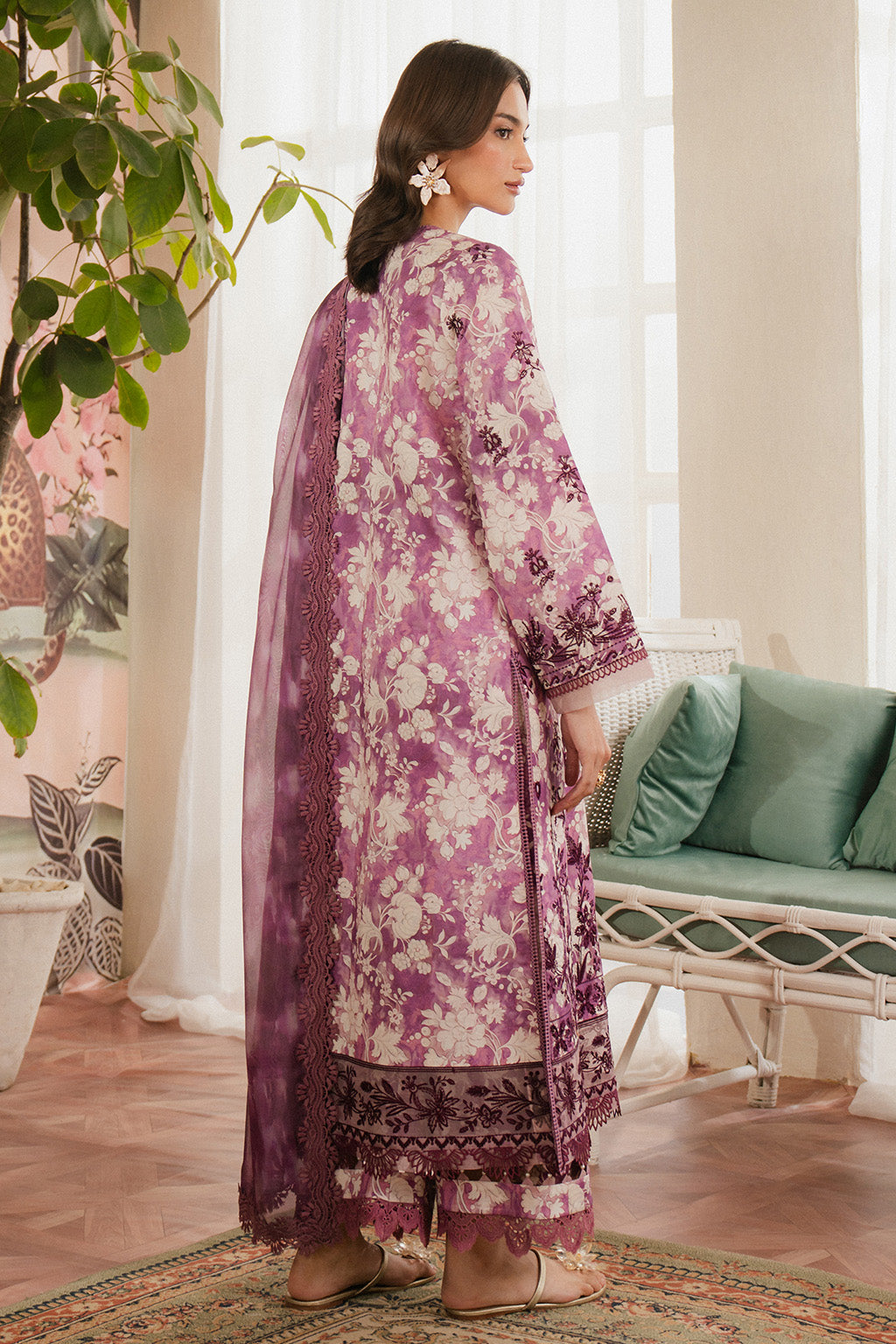 Ayzel | Armelia Printed Lawn 25 | Ren S Rose Pink Lawn