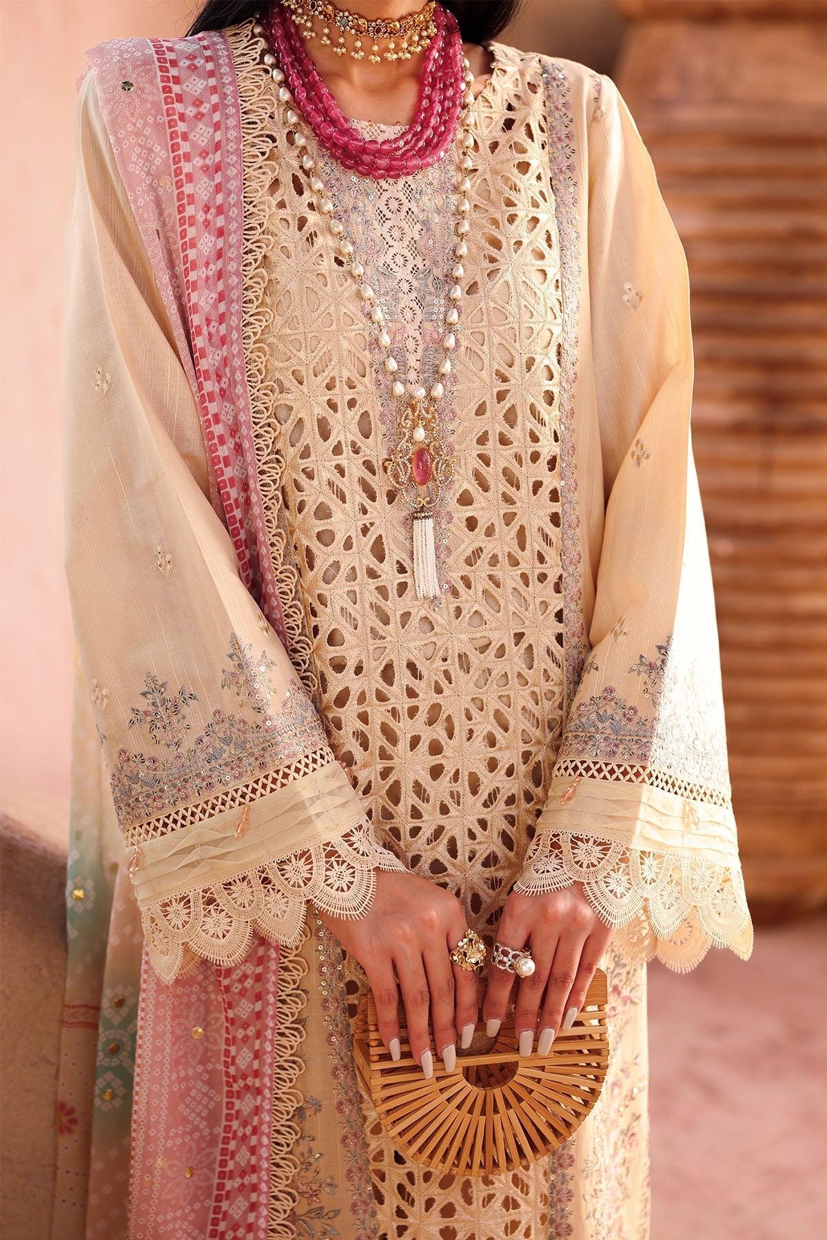 Nureh | Bazaar Lawn | NE-159 Custom Size Beige Lawn