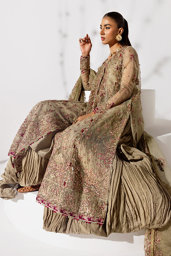 Saffron | Scintilla Formals | Soft Amber L Mint Green Organza