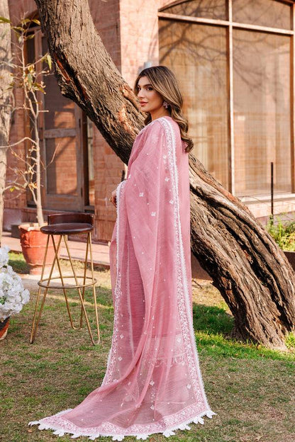 Farasha | Dastoor Embroidered Lawn SS24 | PEARL MIST - Pakistani Designer Dress - by Farasha | Type: Luxury - 100% Original at Saira Sultan