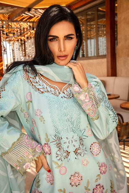 Rangrasiya | Premium Summer Lawn 25 | Mahsa L Light Blue Lawn