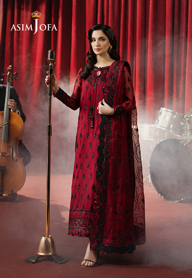 Asim Jofa | Premium Festive | AJPF-07 L Dust Red Chiffon