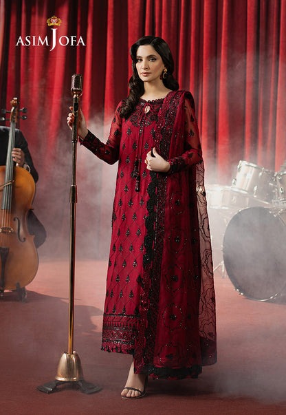 Asim Jofa | Premium Festive | AJPF-07 L Dust Red Chiffon