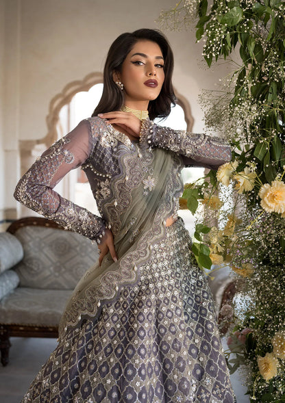 Elaf Premium | Formal Handwork Collection | EFH-02 NAZNEEN L Gray Organza