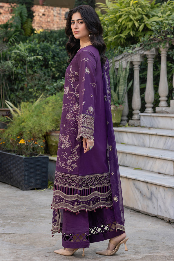 Farasha | Summer Weaves Embroidered Lawn | Raven Plum S Plum Lawn
