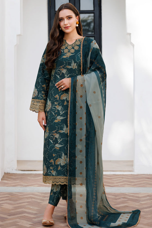 Farasha | Printed Essentials | Teal Bell XS Zinc Lawn