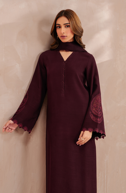 Seran | Eid Luxe Pret 25 | ARLEEN S Burgundy Raw Silk