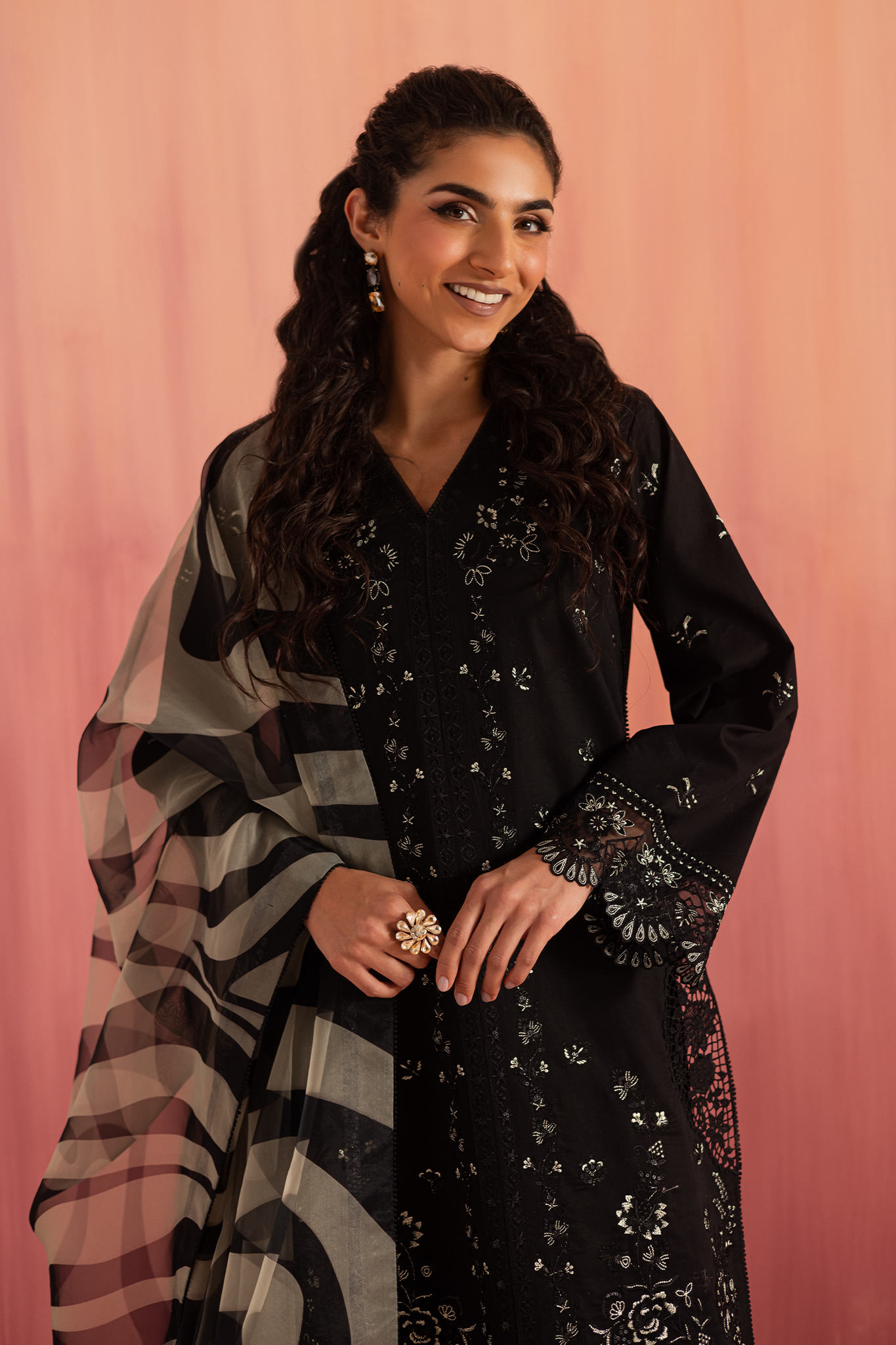 Seran | Nayab Eid Lawn | ZORA M Lawn Black
