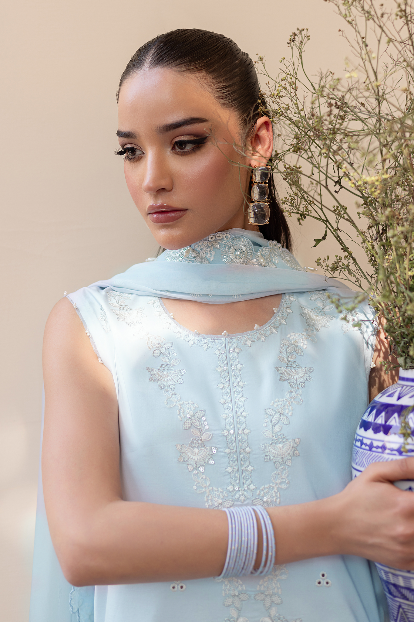 Seran | Nayab Eid Lawn | NIHA Custom Size Light Blue Lawn