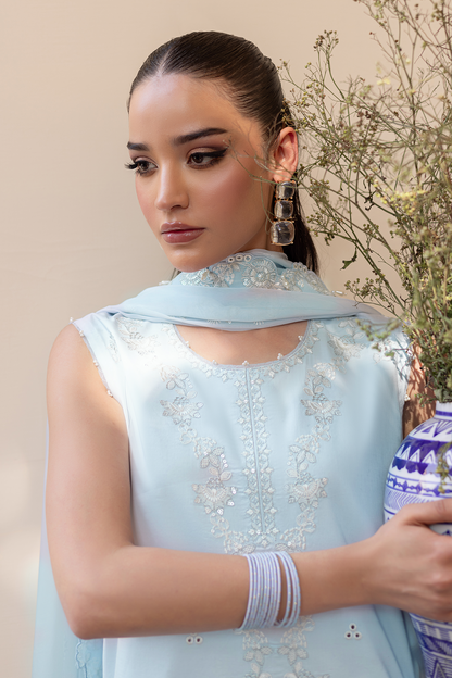 Seran | Nayab Eid Lawn | NIHA Custom Size Light Blue Lawn