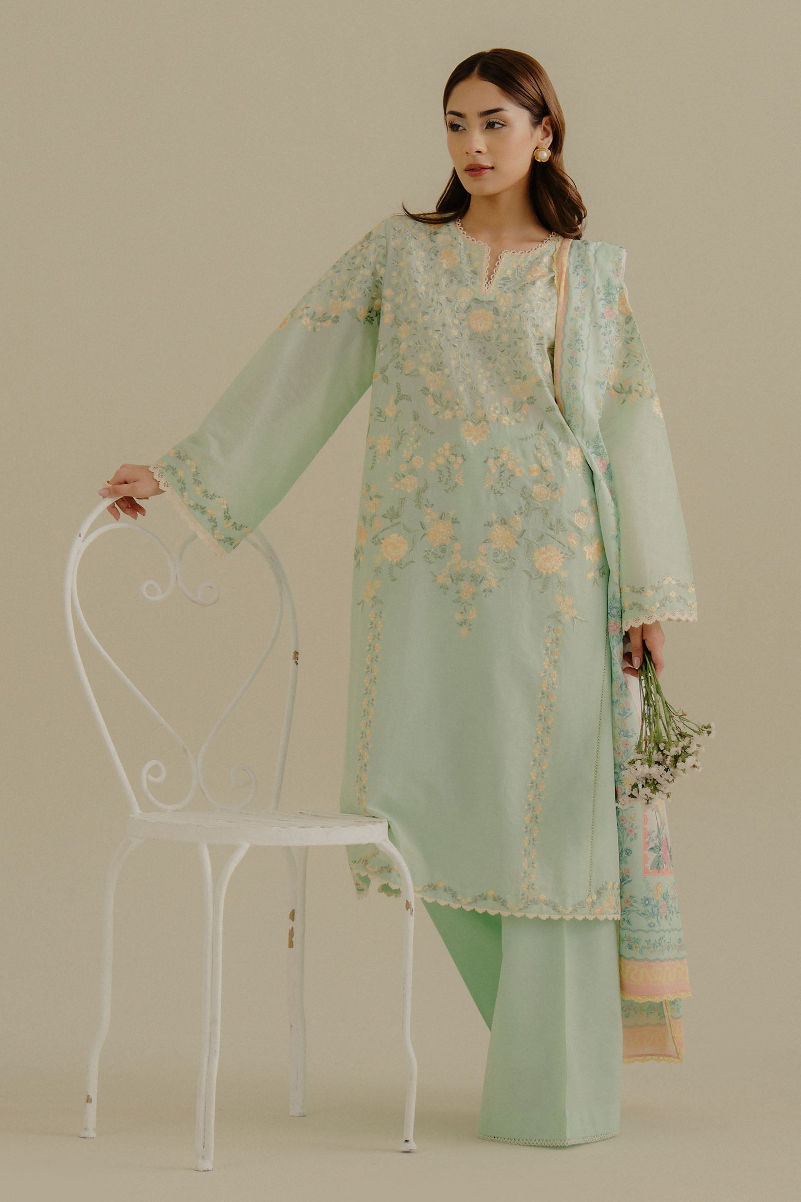 Zara Shahjahan | Coco Lawn 25 | Velin-7A XS Pastel Mint Lawn