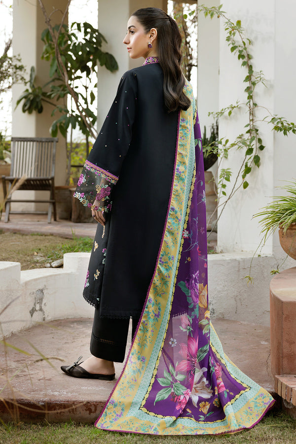 Farasha | Summer Weaves Embroidered Lawn | Raven Dusk S Black Lawn